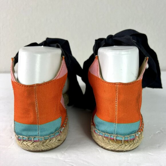 🟣🟣🟣 Marc Fisher Women's Size 6 Striped Colorblock Tie Up Espadrille Sandals - Picture 7 of 11